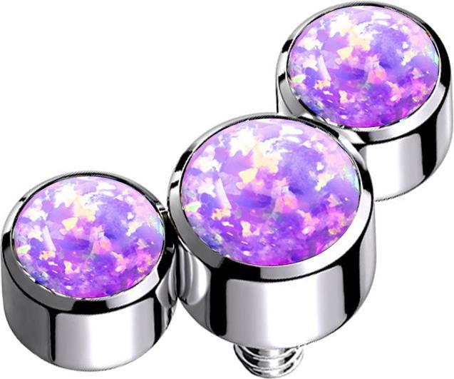 Image du produit Star Piercing Dermal Anchor argent trois opales violettes (sans laiton, Titane G23)