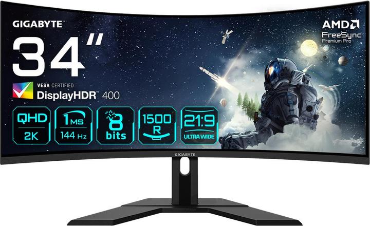 Actual product image Gigabyte G34WQC A (3440 x 1440 pixels, 34")