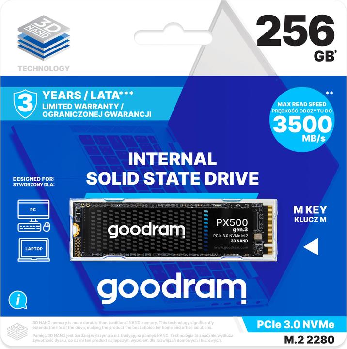 Actual product image Goodram PX500 GEN.3 SSDPR-PX500-256-80-G3 (256 GB, M.2 2280)