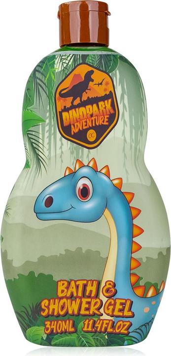 Accentra Bade- & Duschgel DINOPARK ADVENTURE in Flasche, 340ml, Duft: Apfel, Farbe: grün/orange, VE 6/24 (340 ml)