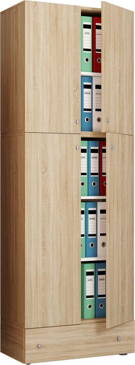 Image du produit VCM Armoire de bureau Armoire à dossiers Lona 5 tiroirs portes battantes (70 x 39 x 200 cm)