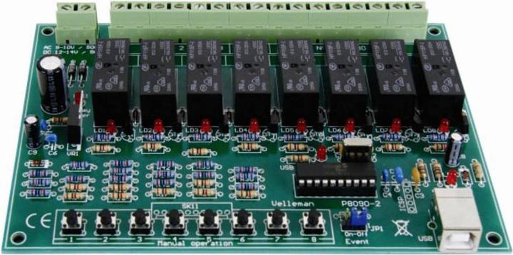 Actual product image Whadda 8-channel USB relay card