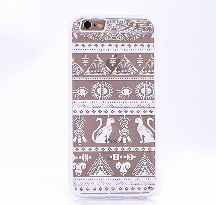 Actual product image König Design Apple iPhone 6s Plus Mobile Cover Mandala Case Motif Egyptian Characters White New (Apple iPhone 6 Plus)