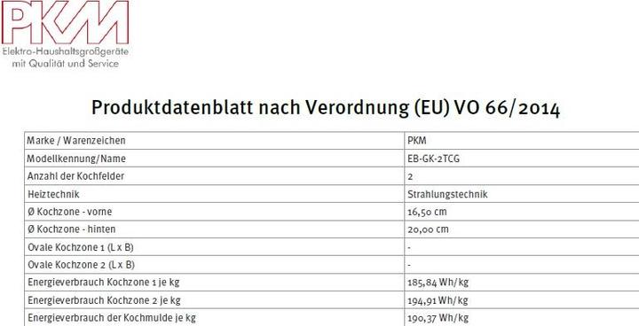 Voedingswaarden en ingrediënten PKM EB-GK-2TCG Kochfeld
