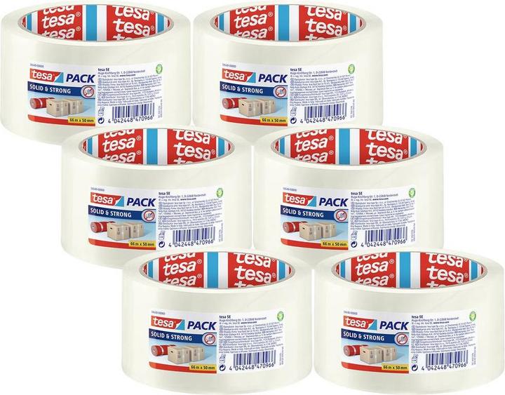 Image du produit tesa 6x tesapack SOLID & STRONG ruban d'emballage, déroulement silencieux (50 mm)