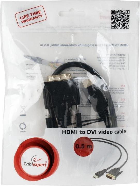 Produktbild Gembird Cablexpert CC-HDMI-DVI-0.5M (0.50 m, HDMI, DVI)