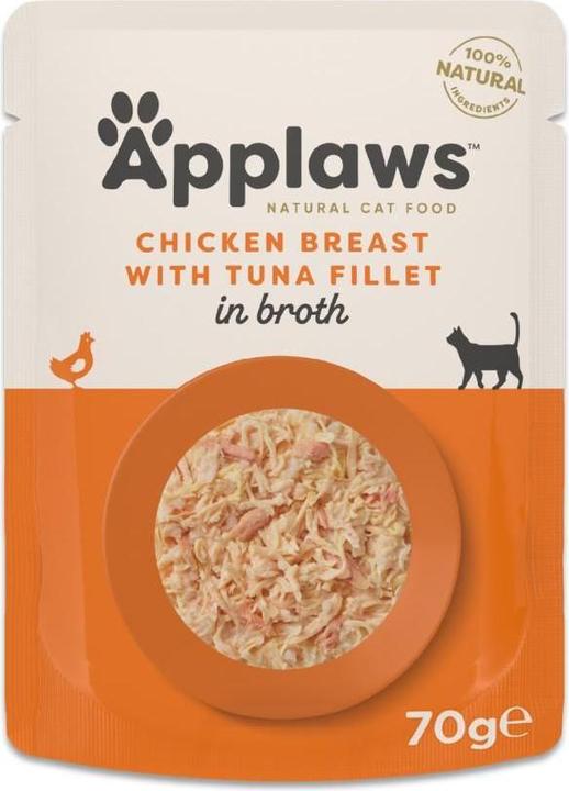 Image du produit Applaws Hühnerbrust mit Thunfisch in Brühe, Nassfutter für Katzen (70g) (70 g)