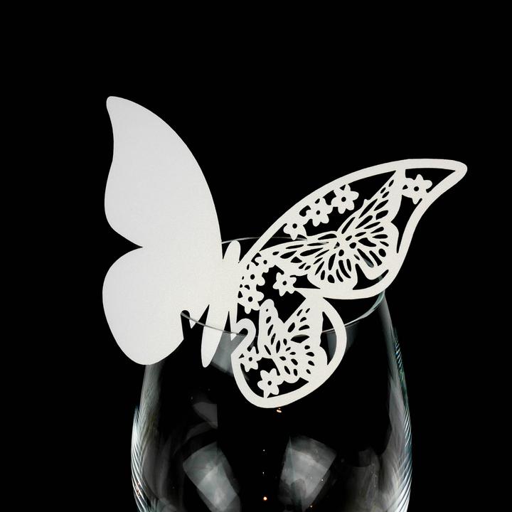 Image du produit Carte de table 'Papillon' Blanc (10 pièces)