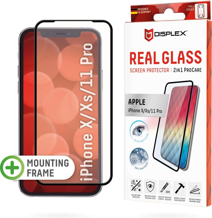Displex Full Cover Panzerglas (1 Stück, Apple iPhone X, Apple iPhone 11 Pro, Apple iPhone XS)