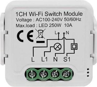 Immagine prodotto Netplus NPLLSW01-10A - Modulo interruttore relè intelligente 10A a 1 canale Wi-Fi (Attuatore dell'interruttore)