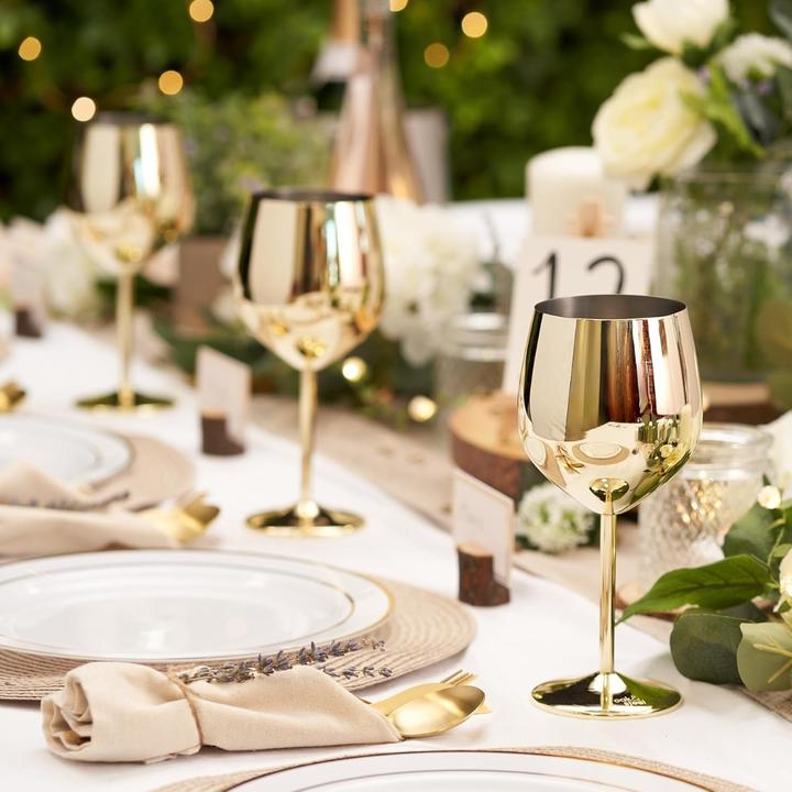 Produktbild Oak & Steel Edelstahl Weingläser Gold 2er-Set (50 cl, 2 Gläser, Weingläser Set)