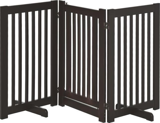 Image du produit Swisshandel24 Barrière de sécurité Barrière pour chien Barrière de sécurité en bois pour chien Réglable avec pied