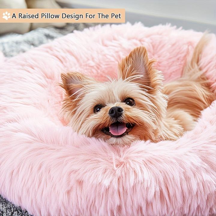 Image du produit Alopini Lit apaisant pour chien et chat, Donut Cuddler Lit rond douillet et chaud (Chat, Chien)