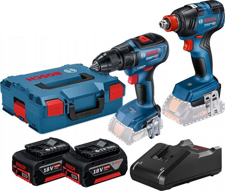 Productafbeelding Bosch Professional Set van 18V schroevendraaier GSR 18V-50 + schroevendraaier GDX 18V-200 2x4,0Ah L-BOXX (Oplaadbare batterij)
