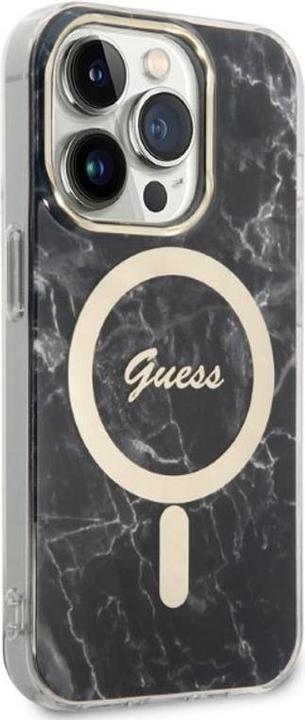 Actual product image Guess Zestaw GUBPP14LHMEACSK Case+ Charger iPhone 14 Pro 6.1" czarny/black hard case Marble MagSafe (Apple iPhone 14 Pro)