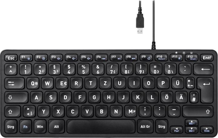 Actual product image Perixx PERIBOARD-432B EN, mini keyboard, USB wired, black (DE, Cable)