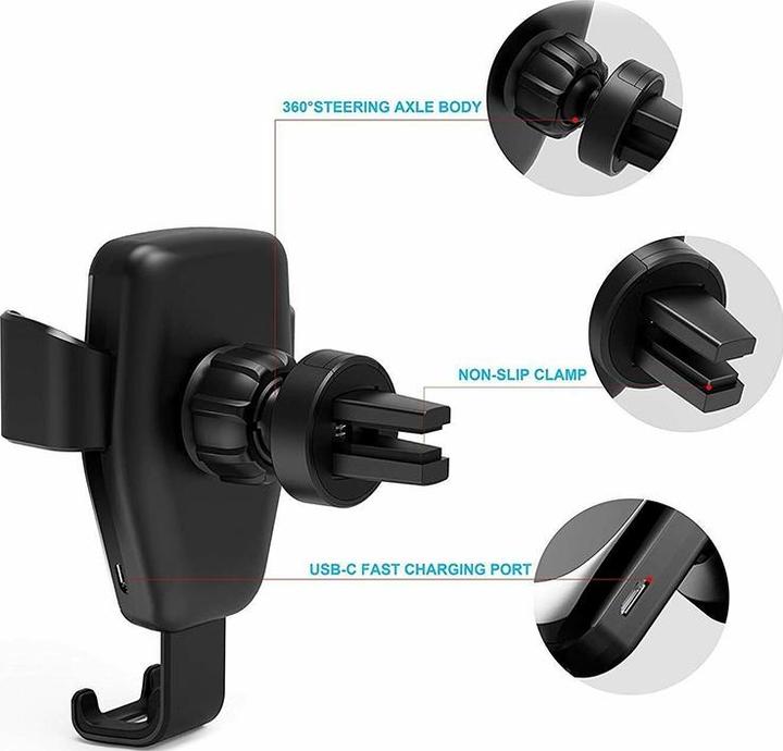 Produktbild PhoneLook Wireless Smartphone Halterung Car Mount 10W Qi Universal Halterung Klammer- & Kleb Aufsatz