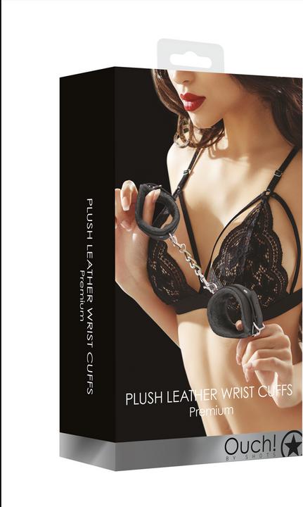 Actual product image Ouch! Plush Leather Handcuffs Black