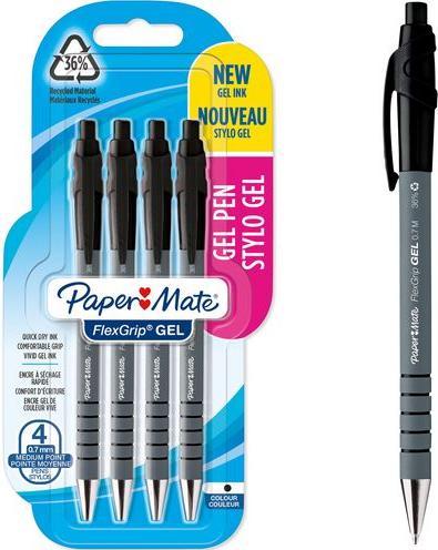 Produktbild Paper Mate Gelschreiber FlexGrip Gel 4er M (Schwarz, Grau, 4 x)