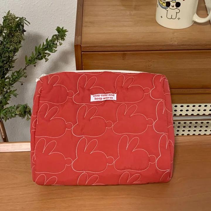 Image du produit Only-Bags.Store Sac cosmétique en coton matelassé à rabat Etuis de maquillage Pochette d'organisation de voyage