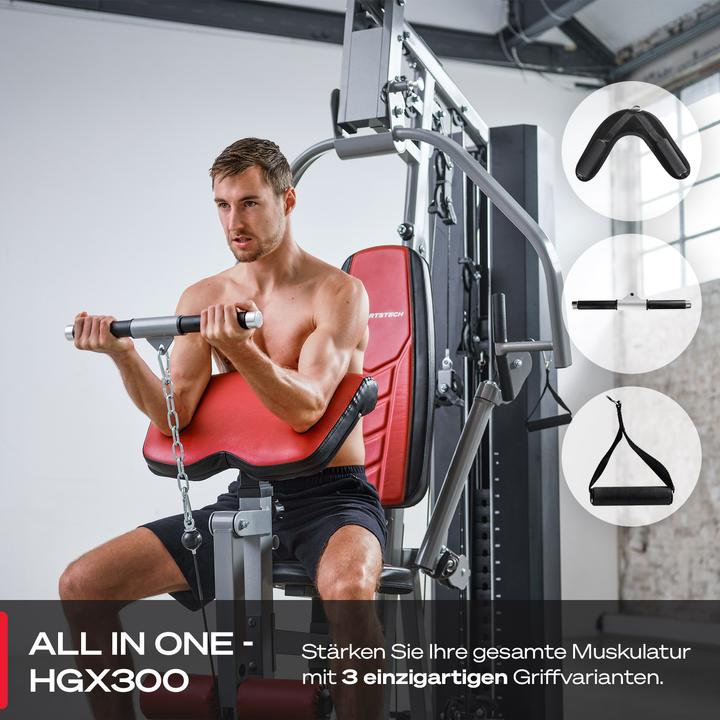 Immagine prodotto Sportstech HGX300 - Stazione di forza multifunzionale per l'home fitness con blocco pesi da 80 kg e