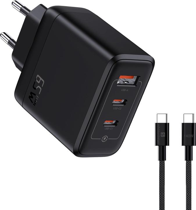 Immagine prodotto Schönenberger Caricabatterie veloce a 3 porte GaN da 65W (65 W)