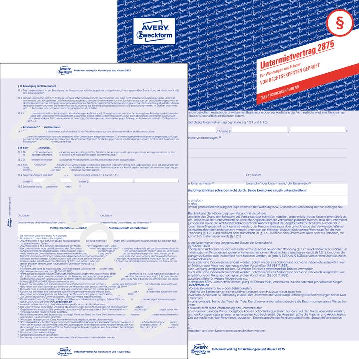 Immagine prodotto Avery Contratto di sublocazione (2 x)