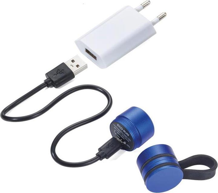 Image du produit Troika ECO RUN Lampe de poche avec lumière LED, 3 fonctions d'éclairage, incl. câble de charge, bleu (3.60 cm)