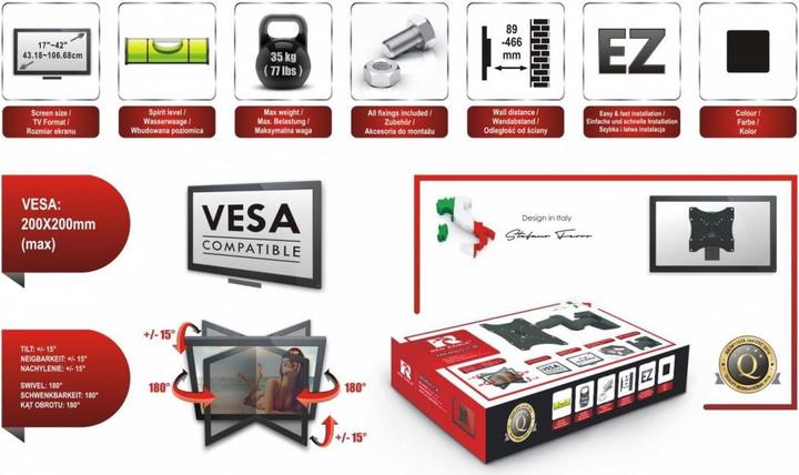 Produktbild Red Eagle Wandhalterung für LED-TV - FLEXI APOLLO 17-42 - Zubehör TFT/LCD-TV (Wand, 42", 35 kg)