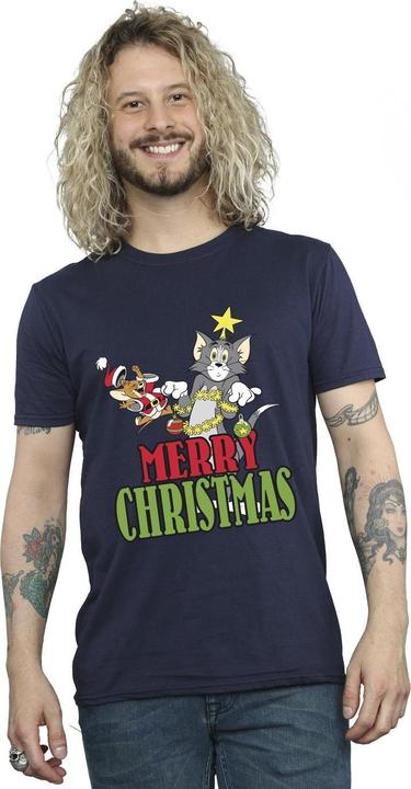 Actual product image Tom & Jerry Mens Merry Christmas Baubles T-Shirt (XXL)