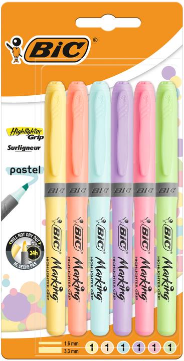 Image du produit Bic Surligneur Pastel (Multicolore, 3.30 mm, 6 x)