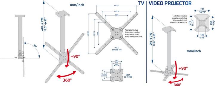 Image du produit Meliconi SlimStyle 400CE Support TV pour plafond pour 1465 (Plafond)