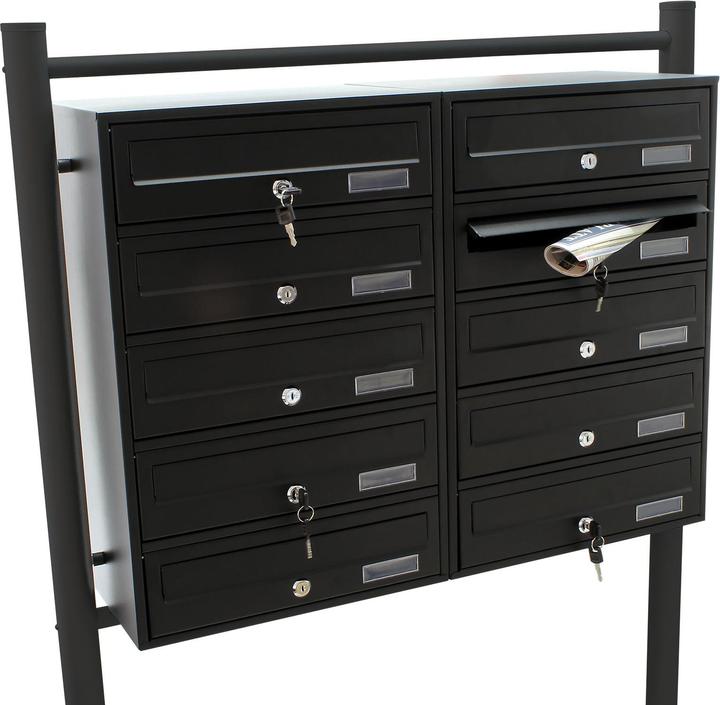 Immagine prodotto Wiltec 10 cassette per le lettere sistema nero 2x5 scomparti cassetta per le lettere