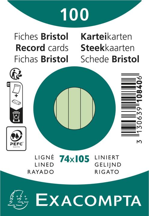 Image du produit Exacompta Fiches (74 x 105 mm, 205 g/m², 100 x)