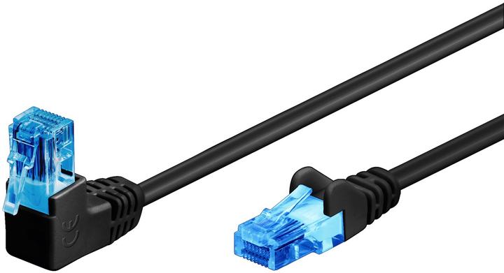 Actual product image Goobay CAT 6A patch cable 1x 90° angled, U/UTP, black, 2 m (U/UTP, CAT6a, 2 m)