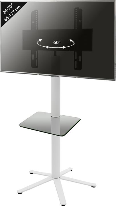 Image du produit VCM Pied TV Alu Xila avec étagère intermédiaire en verre (61 x 61 x 100 cm)
