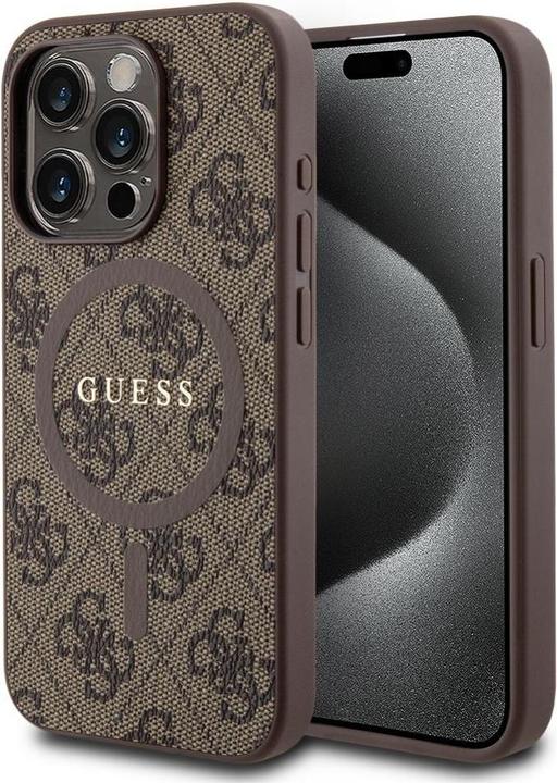 Immagine prodotto Guess GUHMP15LG4GFRW iPhone 15 Pro 6.1" brązowy/marrone custodia rigida 4G Collection in pelle metallo (Apple iPhone 15 Pro)