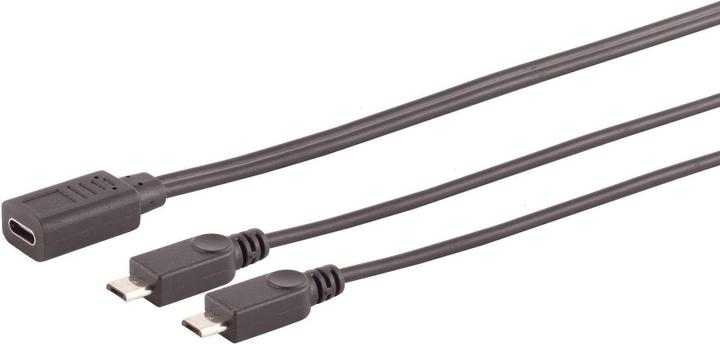Actual product image Shiverpeaks S/CONN maximum connectivity adapter, USB C socket to 2x USB Micro B connector, Y-cable, 2.0, black (0.30 m, USB 2.0)