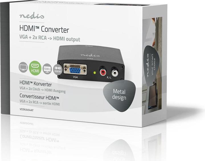 Immagine prodotto Nedis Convertitore HDMI T VGA femmina / 2X RCA femmina HDMIT Uscita 1-Way 1080p 1.65 Gbps Alluminio An