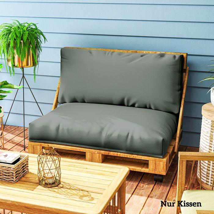 Actual product image Swisshandel24 Palettenkissen 2er Set Palettenpolster mit Rückenlehne 120x80x20 cm Dunkelgrau (120 x 80 x 20 cm)