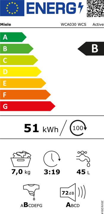 Energie-Label Miele WCA030WCS (7 kg, Rechts)