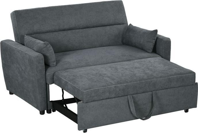 Swisshandel24 Schlafsofa, 2-Sitzer, ausklappbar, bis 200 kg, Holzrahmen, 155x90x88,5cm, Dunkelgrau (2-Sitzer)