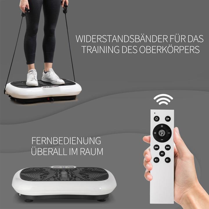 Image du produit Swisshandel24 Plaque vibrante avec 2 bandes de fitness 99 niveaux de vibration 120 kg de capacité de charge
