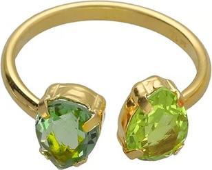 Victoria Cruz Gold Plated Open Ring with Green Glory Crystals A4904-14DA - Circuit: 50 mm (50)