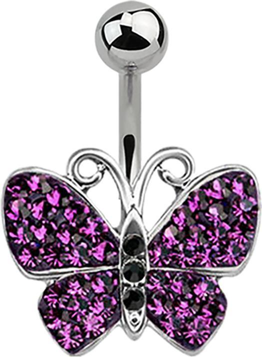 Immagine prodotto Star Piercing Banana argento Farfalla viola (senza ottone, Acciaio chirurgico 316L)