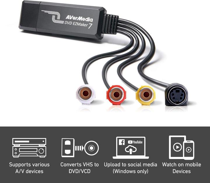 Actual product image AVerMedia DVD EZMaker 7 (USB 2.0, analog TV signal, DVB-T, DVB-T2, DVB-S2, DVB-C, DVB-S)