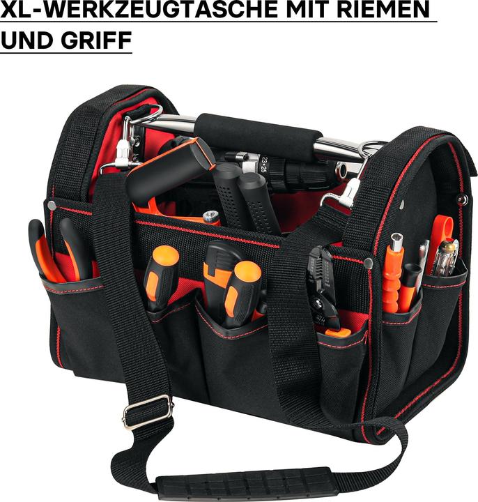 Image du produit Wiltec Sac à outils Taille XL Bandoulière réglable et Poignée Poches intérieures et extérieures Porte-outil