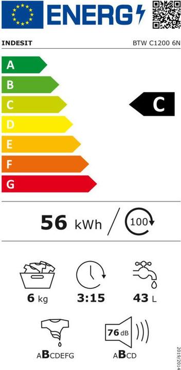 Energie-Label Indesit BTW C1200 6N (6 kg)