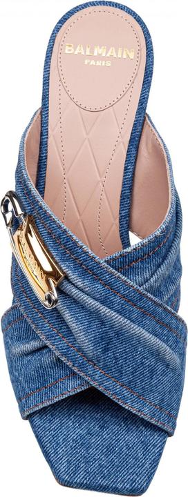 Produktbild Balmain safety mule in denim fabric with applied pin (36)