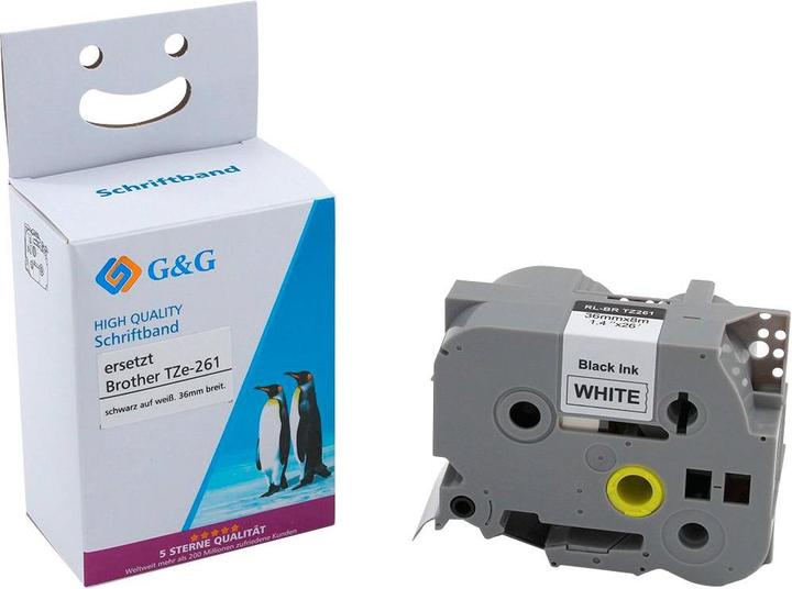 Actual product image Writing Tape 14975 Compatible replaces Brother TZe-261 Tape colour: White Writing (3.60 cm, White)